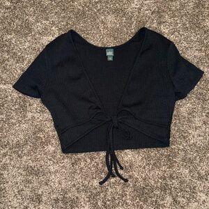 Wild Fable Black Tie-Front Crop T-Shirt